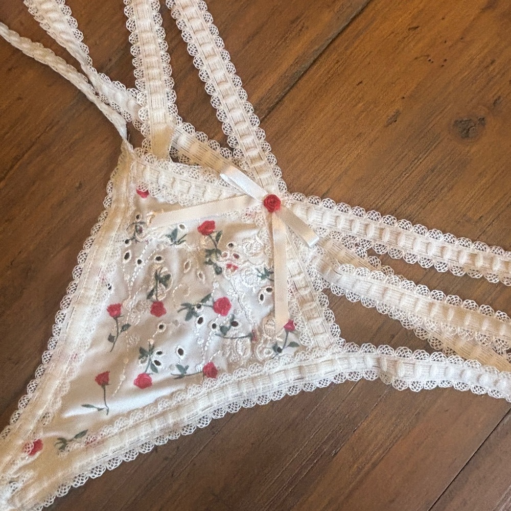 NWOT For love and lemons Cora embroidered v-string panties